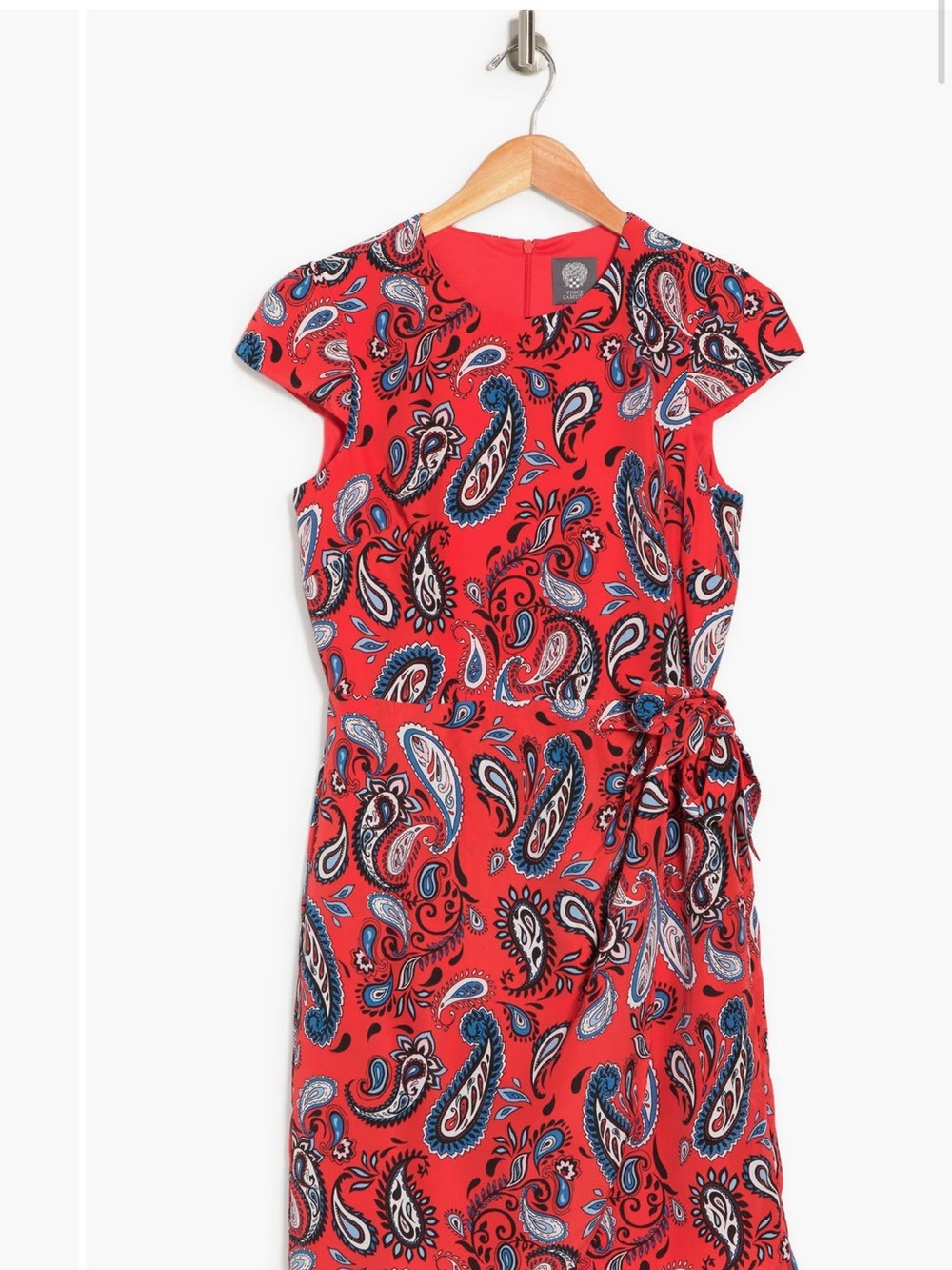 Vince Camuto printed cap sleeve pleated dress BNWT